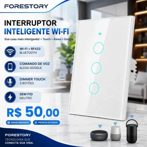 Interruptor Inteligente Dimmer Wifi Botão Touch Compatível Wifi 2.4ghz Rf433 Bluetooth 10a