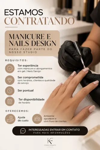 VAGA PARA MANICURE E NAIL DESIGNER - KF STUDIO BEAUTY