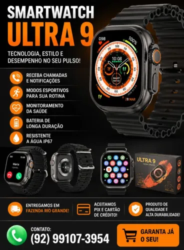 Relógio digital Smartwatch Ultra 9 