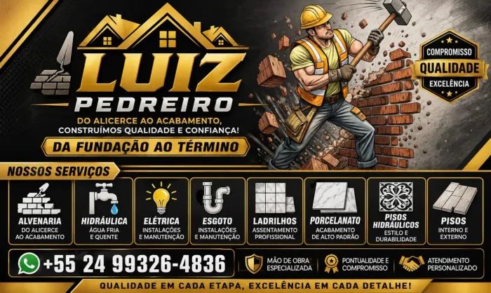 Pedreiro de fundação ao acabei fino