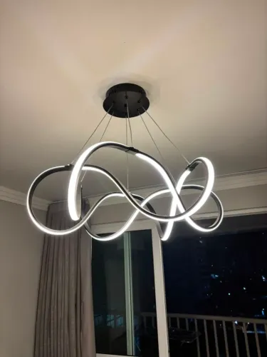 Lustre Pendente LED Moderno Curvado / Design Espiral Preto
