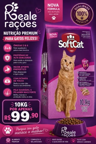 Ração Soft cat gatos adultos 10,1kg  + entrega grátis 