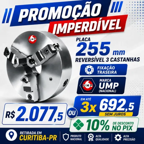 Placa para torno 255mm Reversível