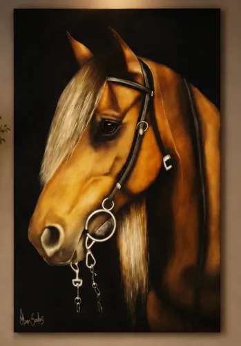 Quadro Cavalo Marrom - 1,30/ 0,90 - Pintado a mão