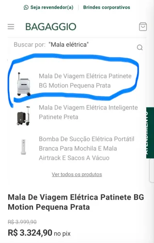 Mala de bordo elétrica