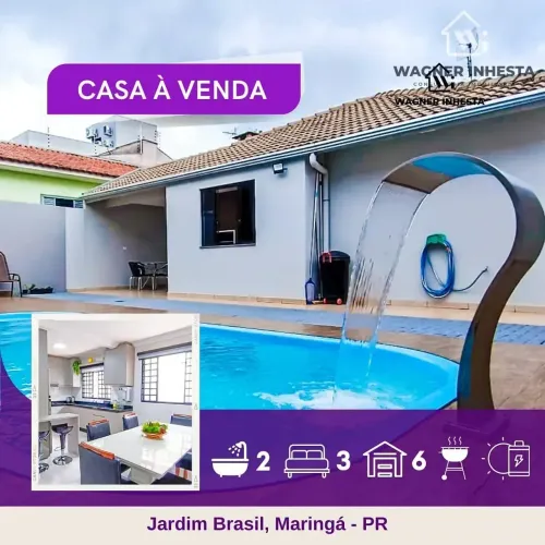 Ampla e linda casa de 140m² + 18m² de piscina com cascata, área gourmet com churrasqueira,