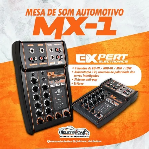 Mesa De Som Automotivo Expert Mx1 12v Entrada Aux Microfone