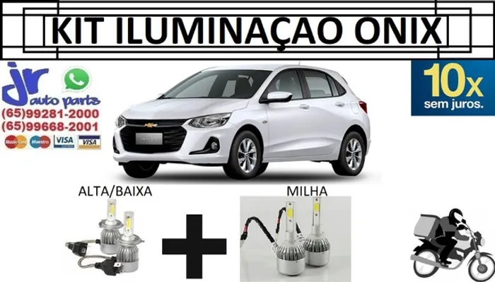 Kit Lampada Ultra LED (Alta/Baixa e Milha) Onix 6000K 12V 24V