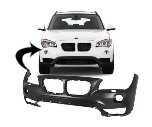 Parachoque Dianteiro BMW X1 2013 à 2015 - Preto Liso - Furo Esguicho / Farol Auxiliar- TYG