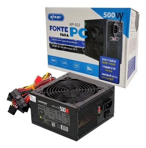 Fonte De Alimentação Para Pc Knup 500w Preta 115v/230v