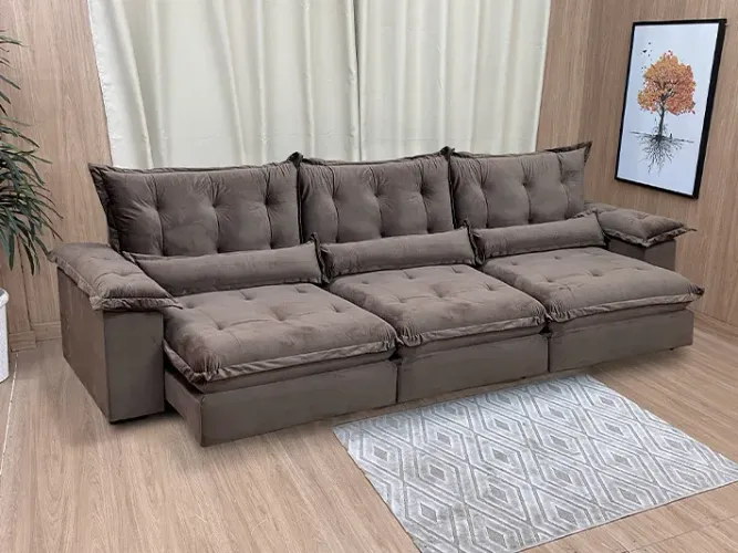 Sofá Retrátil Reclinável Rose 2,70m Molas Ensacadas a543