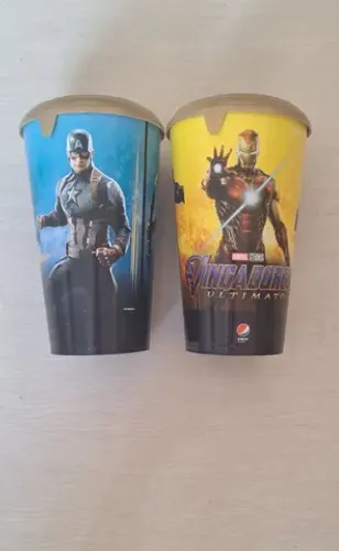 2 DOIS COPOS VINGADORES ULTIMATO MARVEL ENDGAME COM TAMPAS