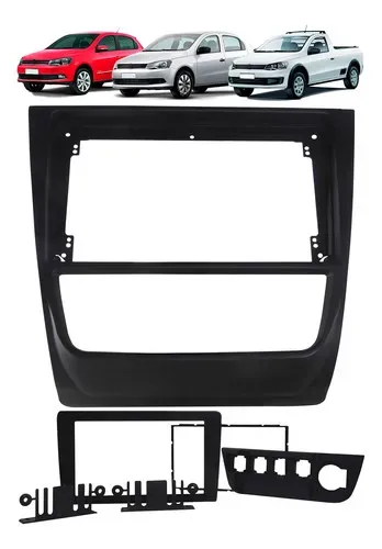 Moldura Dvd 2 Din 9 Polegadas Vw Gol Saveiro Voyage G6 Preto