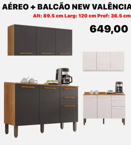 Balcão New valência + armário aéreo-ENTREGA HOJE !!!