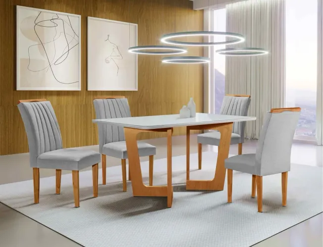 Mesa de Jantar 120x90 com 4 Cadeiras Marselha s433