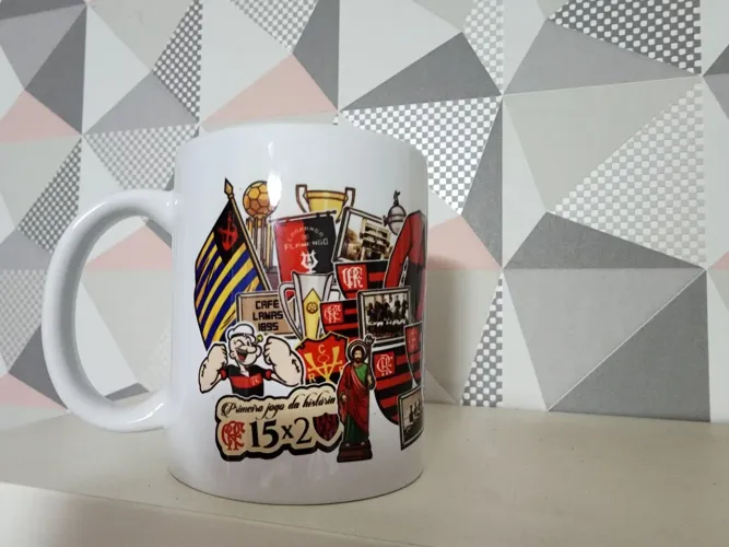 Caneca porcelana Flamengo 130 anos