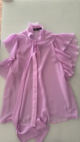 Conjunto Zara calça alfaiataria e blusa de Crepe P