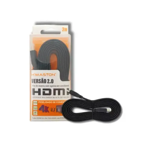 CABO HDMI X HDMI 2 METROS FLAT 2.0 VERSÃO NYLON HMASTON HD03-2M
