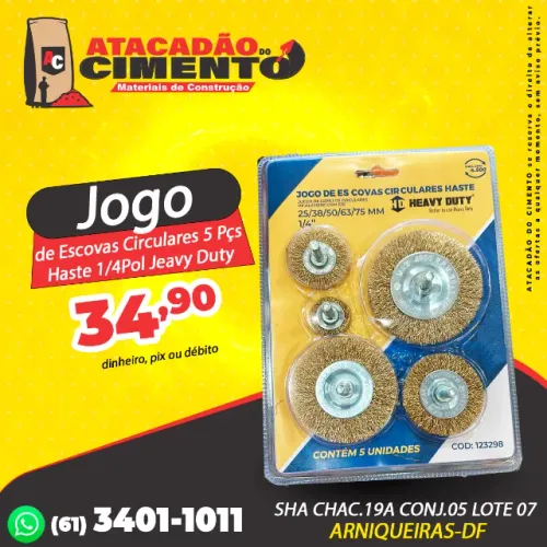 Jogo de Escovas Circulares Com 5 Peças Heavy Duty 