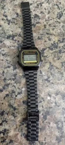 Relógio Casio Illuminator , Original , Preto , Pulseira de aço regulável com trava