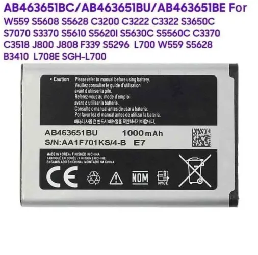 Bateria do telefone para Samsung S5630C, C3782, S5560, C3370, C3518, J800, J808