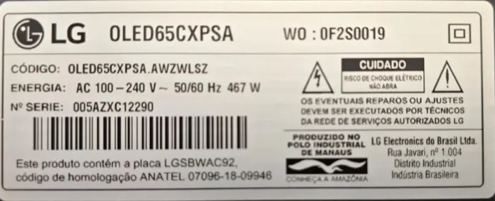 TV LG OLED65CXPSA - PEÇAS DIVERSAS