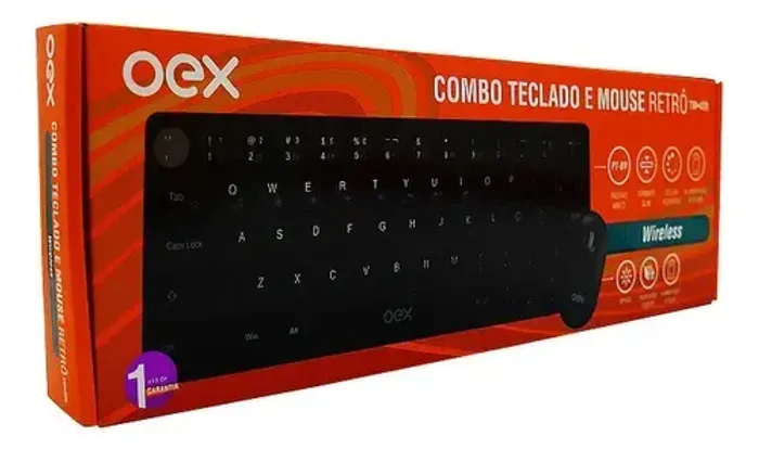 Kit teclado e mouse sem fio OEX TM409 Preto