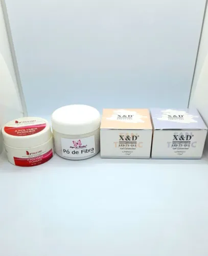 GEL ? PÓ ACRÍLICO ? PÓ DE FIBRA - KIT ALONGAMENTO DE UNHAS EM GEL