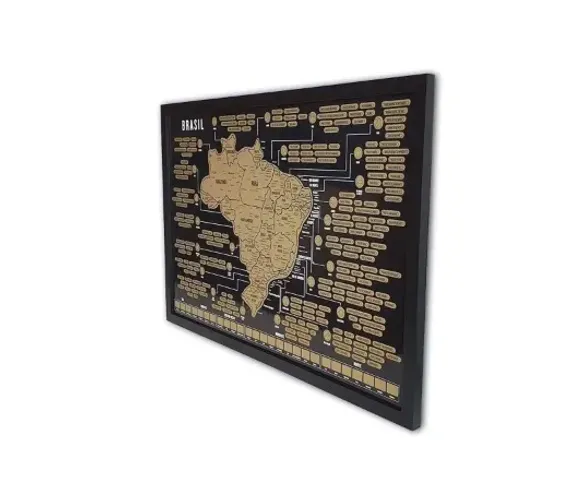 Mapa do Brasil de Raspar - 73x50cm - com Moldura NOVO