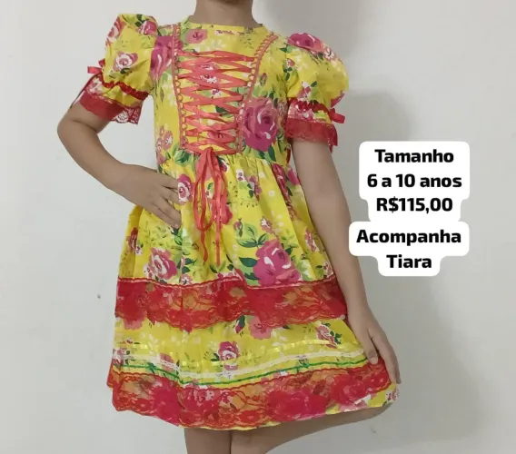 Vestido Infantil Festa Junina 6 a 10 anos
