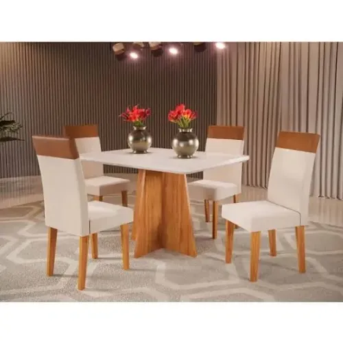 Conjunto Mesa de Jantar Quadrada com 4 Cadeiras Turim 120x90 - FRETE GRÁTIS!!!