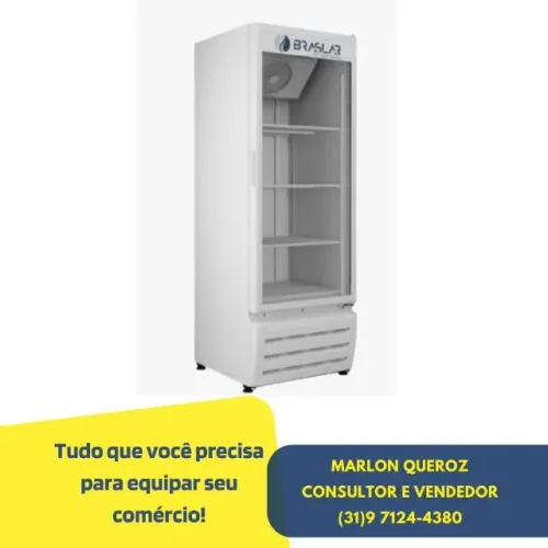 Freezer Vertical 470 Litros Porta de Vidro Dupla Ação Braslar Branco