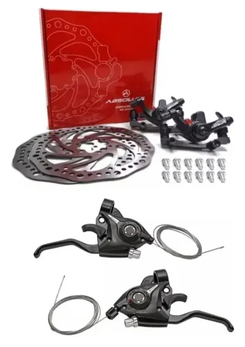 Kit Freio a Disco Mecânico Absolute 160mm mais trocador rapid fire 
