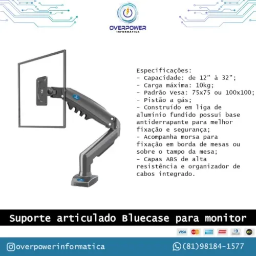 Suporte de mesa articulado para monitor 12" a 32" até 9kg