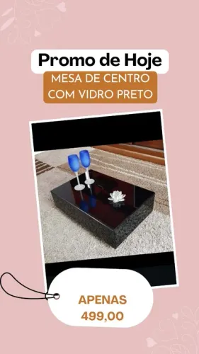 Mesa de Centro com Vidro Preto - Promoção!