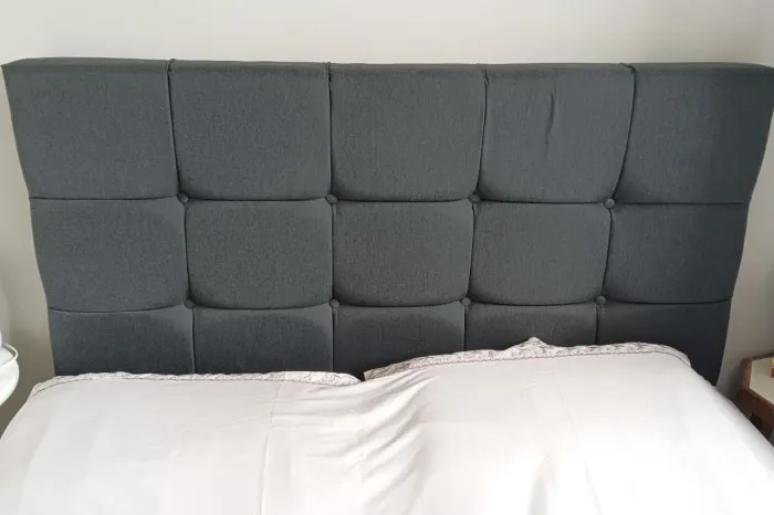 Cabeceira de Cama Casal em Suede Gray