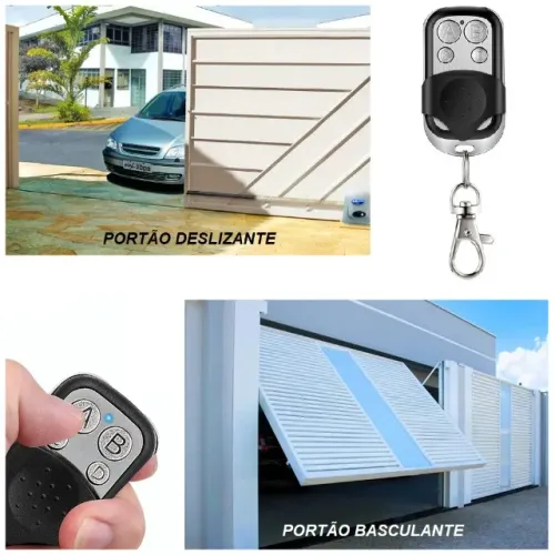 Controle Remoto Universal Clonador Copiador 4 Teclas 433 MHz p/ Portão Eletrônico
