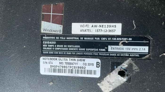 Notebook retirada de peça 