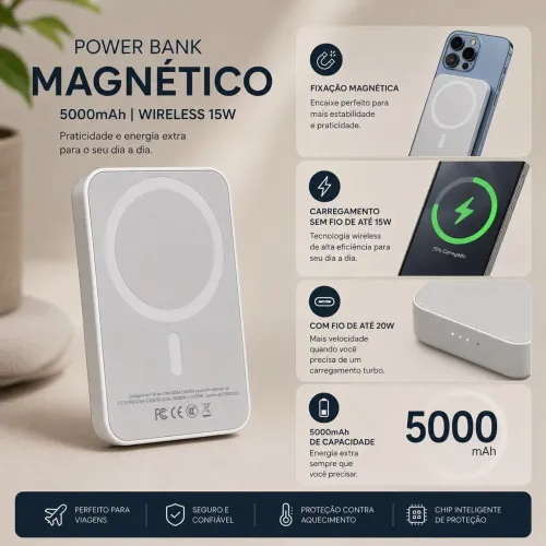 ? Power Bank Magnético 5000mAh<br><br>