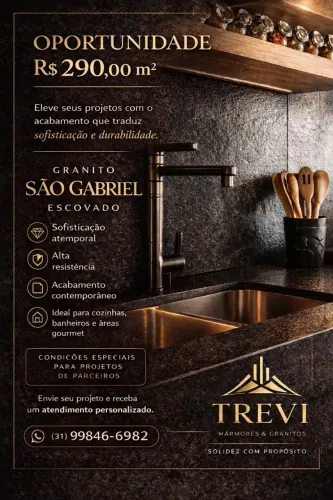 Granito Preto São Gabriel Escovado APENAS R$ 290/M²