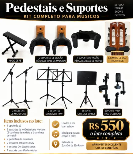 Lote de Pedestais e Suportes Musicais