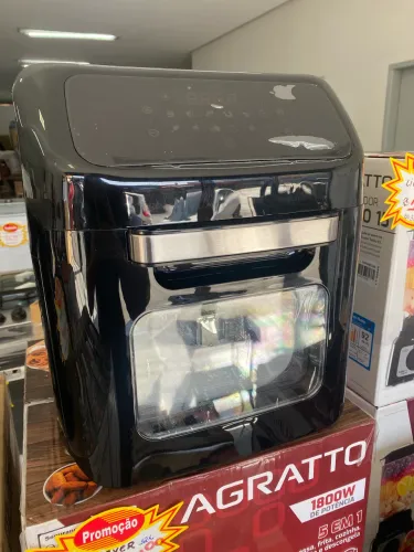 FRITADEIRA AIR FRYER FORNO AFFD01I-02 PRETA DIGITAL 12 LITROS 1800W 220V AGRATTO