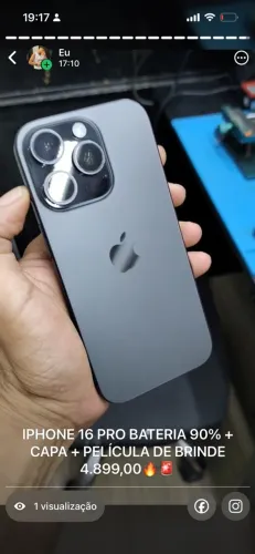 *IPHONE 16 PRO BATERIA 90% + CAPA + PELÍCULA DE BRINDE 4.899,00*?