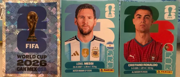 Figurinhas álbum Copa2026: Messi, Cristiano Ronaldo e FWC 8