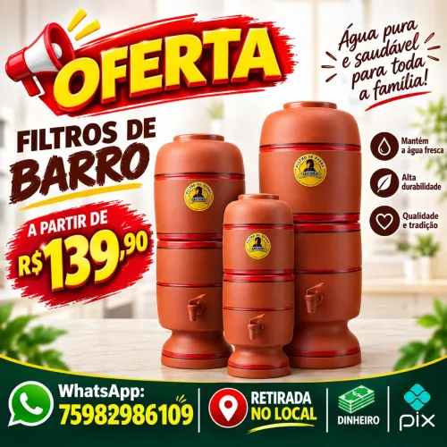 Filtros de barro/cerâmica - Promoção - A partir: