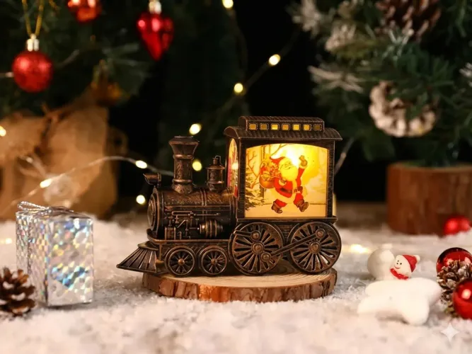Trem de Natal iluminado com LED