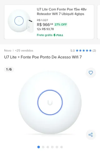 U7 LITE POINT WIFI ACESS+ FONTE Põe 
