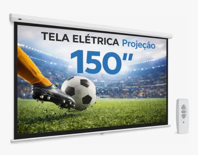 Tela De Projeção 140 Pol Elétrica Retrátil 16:9 Controle Remoto Sem Fio