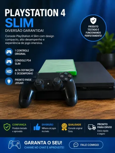 PS4 Slim + controle + 1 jogo