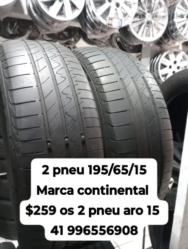 Pneus 195/65/15 continental $259 os 2 pneu aro 15 não é frisados roda muito ainda 